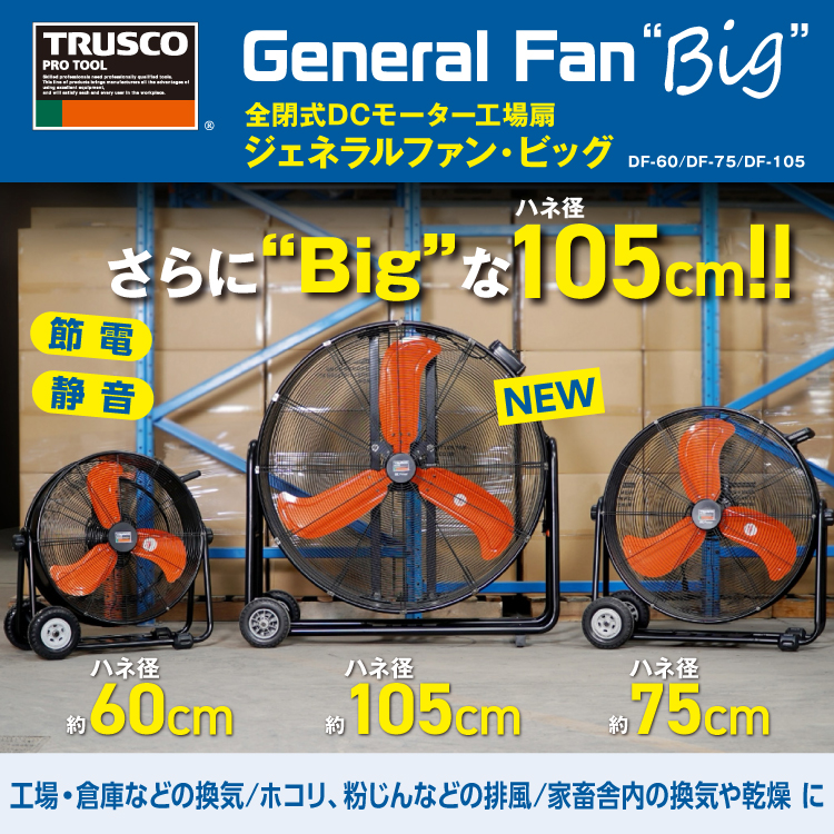 TRUSCO 全閉式DCモーター工場扇 ジェネラルファン